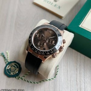 SUPER CLONE MÁQUINA ETA ROLEX DAYTONA ROSE CHOCOLATE BORRACHA 40MM - Imagem 1