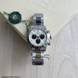 SUPER CLONE MAQUINA ETA ROLEX DAYTONA PRATA BRANCO 40MM - Imagem 1