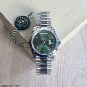 SUPER CLONE MAQUINA ETA ROLEX DAY-DATE II VERDE 40MM - Imagem 1