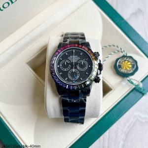 SUPER CLONE MÁQUINA ETA - ROLEX DAYTONA BLAKEN PRETO RAINBOW 40MM - Imagem 1