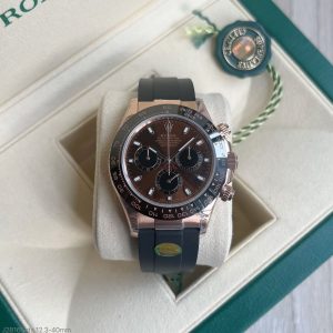 SUPER CLONE MÁQUINA ETA ROLEX DAYTONA ROSE CHOCOLATE BORRACHA 40MM - Imagem 1