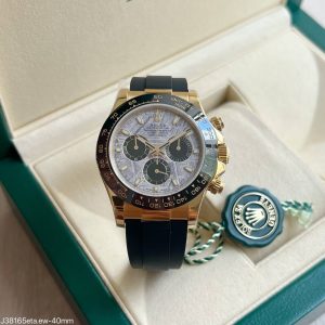 SUPER CLONE MÁQUINA ETA ROLEX DAYTONA DOURADO METEORITE BORRACHA 40MM - Imagem 1