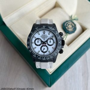SUPER CLONE MAQUINA ETA ROLEX DAYTONA DIW CARBONO 40MM BRANCO - Imagem 1