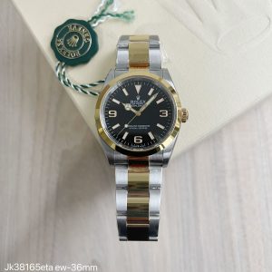 SUPER CLONE MÁQUINA ETA ROLEX EXPLORER 36MM PRATA DOURADO - Imagem 1