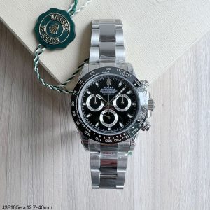 SUPER CLONE MÁQUINA ETA ROLEX DAYTONA PRATA PRETO 40MM - Imagem 1