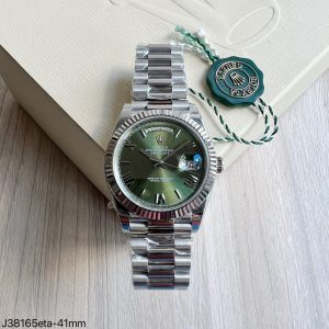 SUPER CLONE MAQUINA ETA ROLEX DAY-DATE II VERDE 40MM - Imagem 1