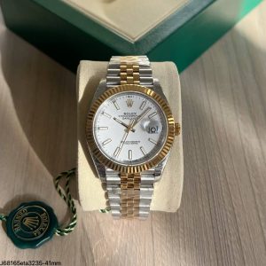 SUPER CLONE MAQUINA ETA ROLEX DATEJUST 41MM PRATA DOURADO - Imagem 1