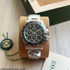 SUPER CLONE MÁQUINA ETA ROLEX DAYTONA PRATA PRETO 2024 40MM - Imagem 1